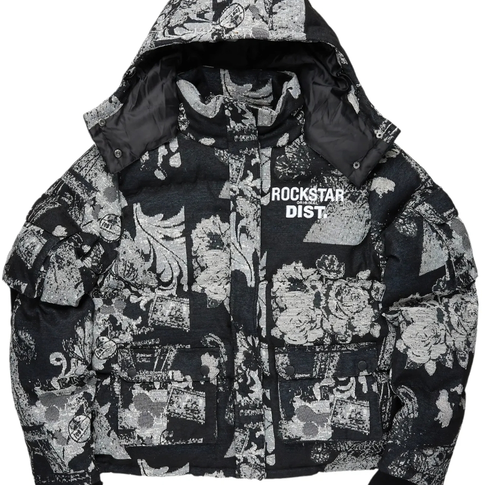 Rockstar Dist. Black and Gray Puffer Jacket